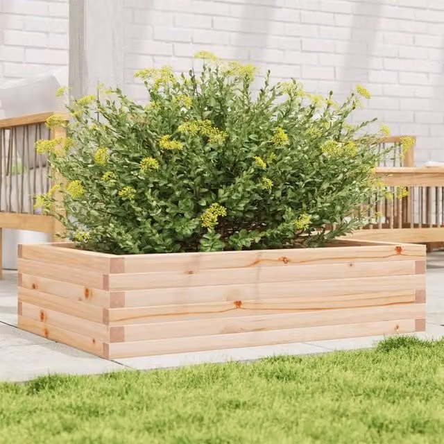 Berkfield Home Garden Planter in Brown Solid Wood, W/D/H: 90 x 60 x 23 cm – 1