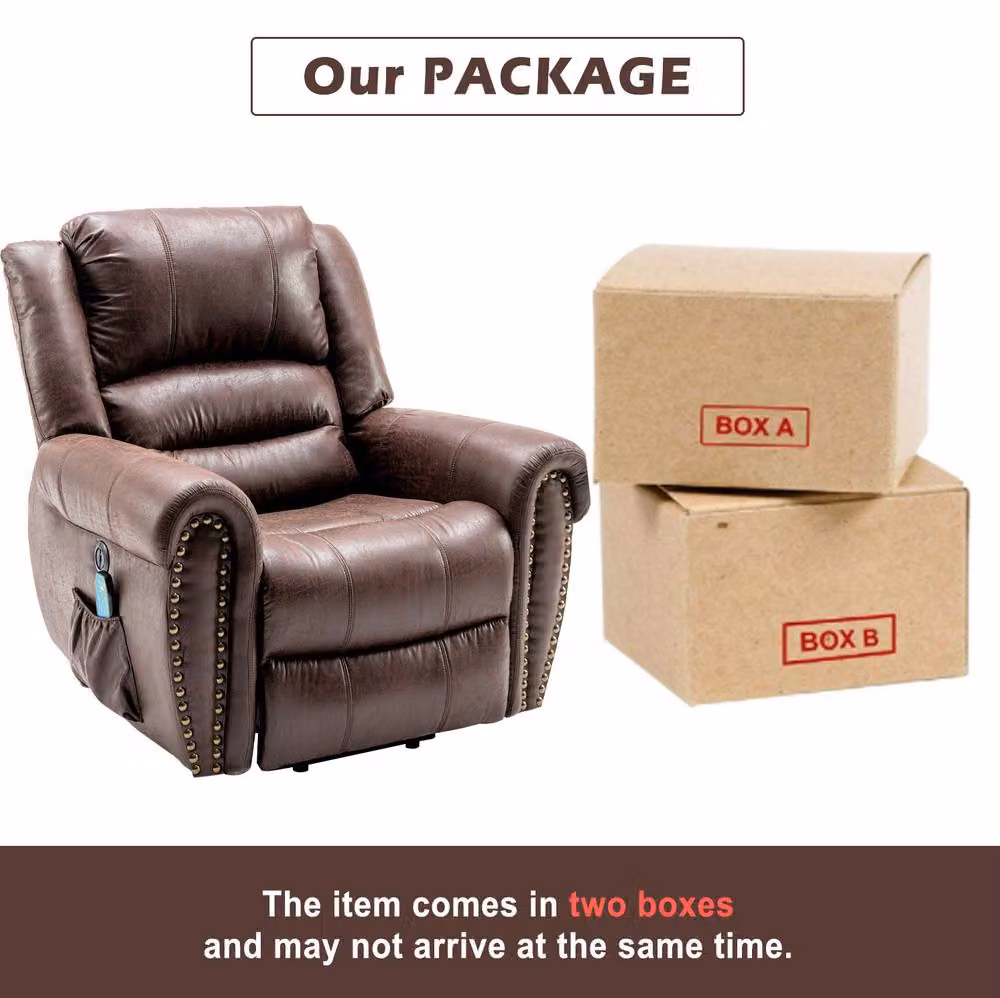 STILVORA Power Lift Recliner Chair with Massage, Heat and USB in Brown – 7