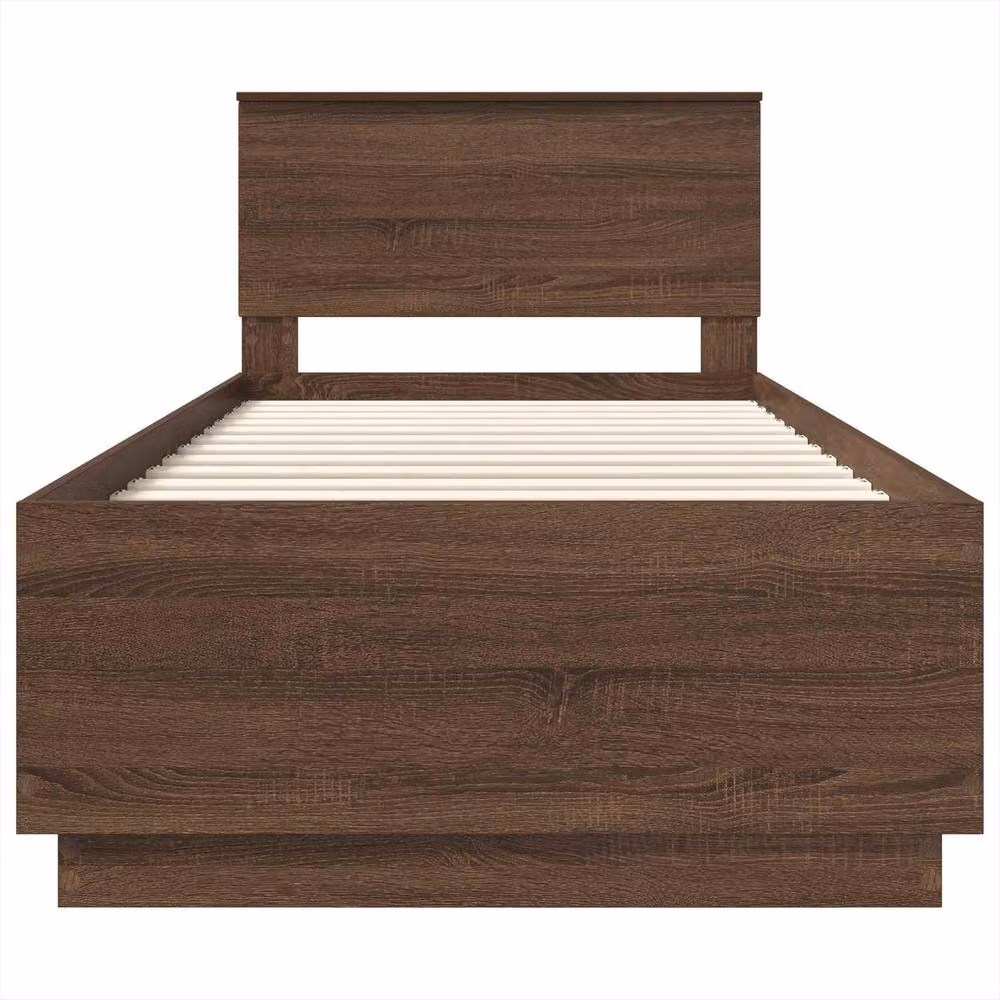 Berkfield Home Modern Bed Frame with Headboard in Brown Oak MDF, W/D/H: 190 x 70 x 70 cm – 3