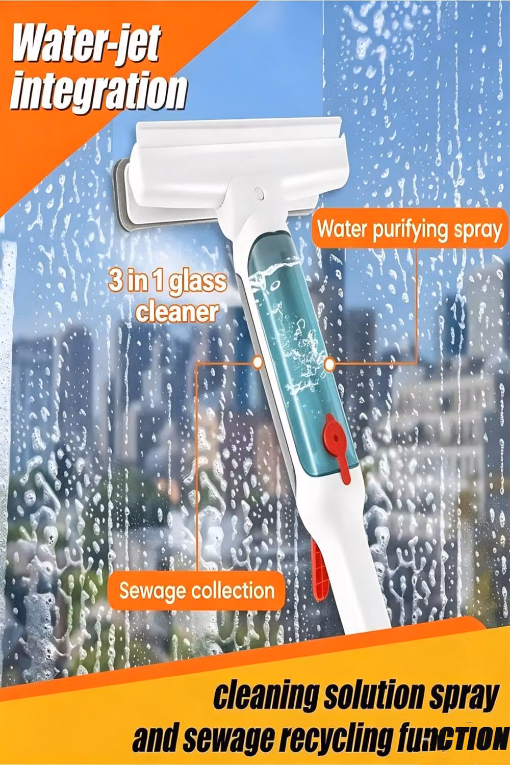 ExtraStar Window Squeegee with Spray Bottle and Scraper in White – 2