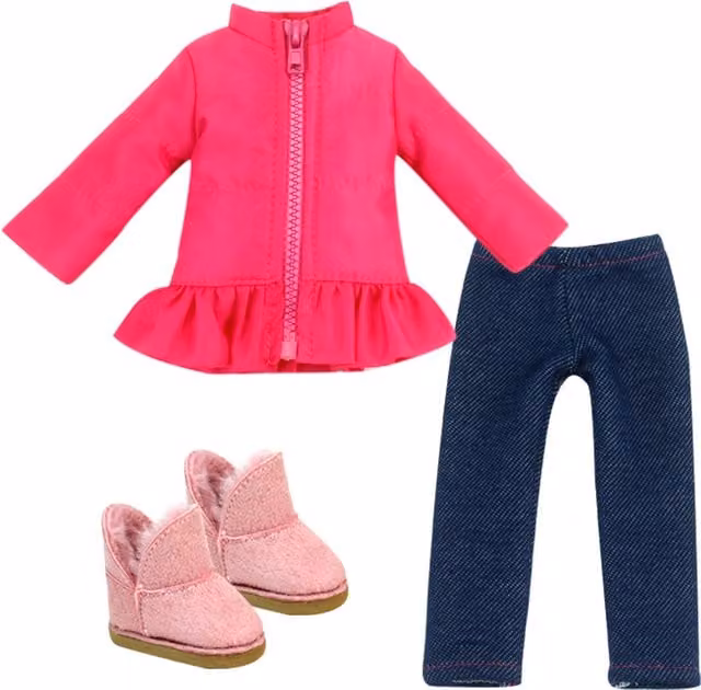Teamson Kids Sophia 14.5 inch Doll with Pink Puffy Coat, Blue Jeggings and Pink Suede Boots