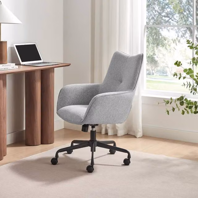 FurnitureboxUK Sabine Grey Fabric Swivel Task Office Chair
