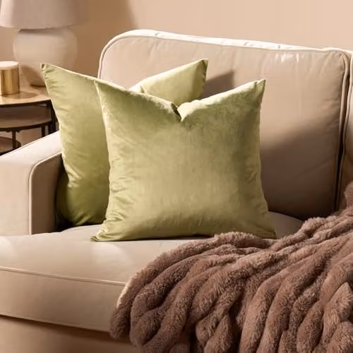OHS Matte Velvet Cushion Covers in Olive Green – 2