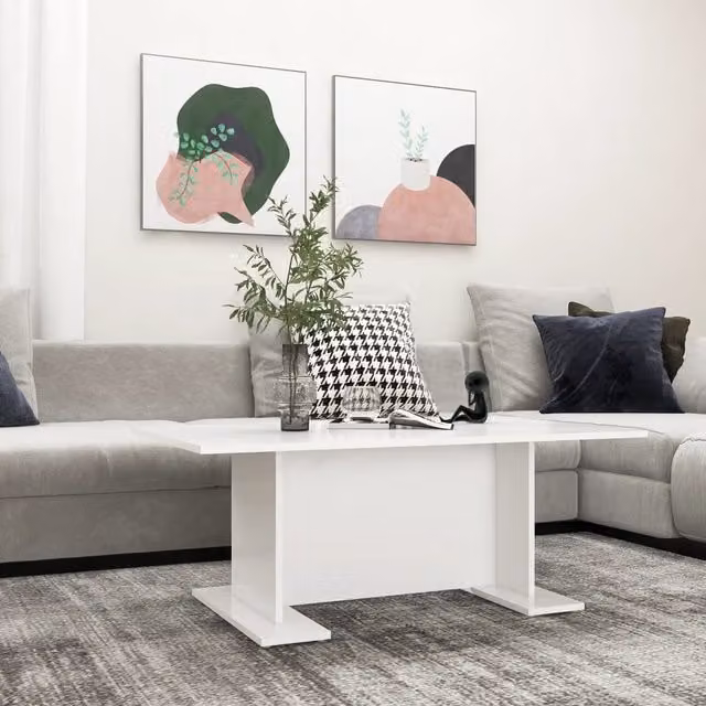 Berkfield Home Modern Rectangular Coffee Table in White, W/D/H: 103.5 x 60 x 40 cm