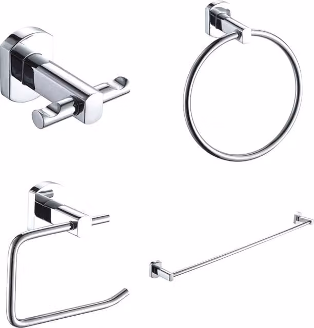 Showerdrape Admiralty 4 Piece Wall Mounted Bathroom Accessory Set in Silver Stainless Steel