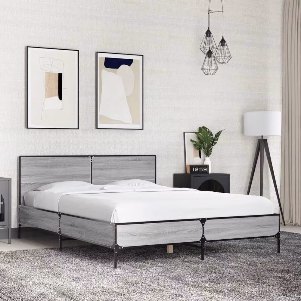 Berkfield Home Small Double Bed Frame in Grey Sonoma, W: 120 cm, D: 200 cm – 2