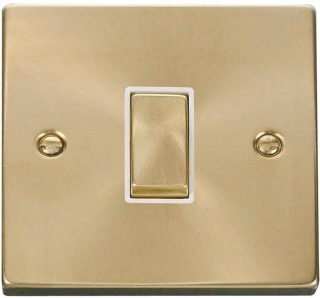 SE HOME Ingot 1 Gang 2 Way Surface Light Switch in White and Brushed Brass