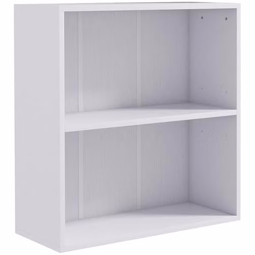 HOMCOM 2 Tier White Bookshelf with Adjustable Shelves and Back Panel – 1
