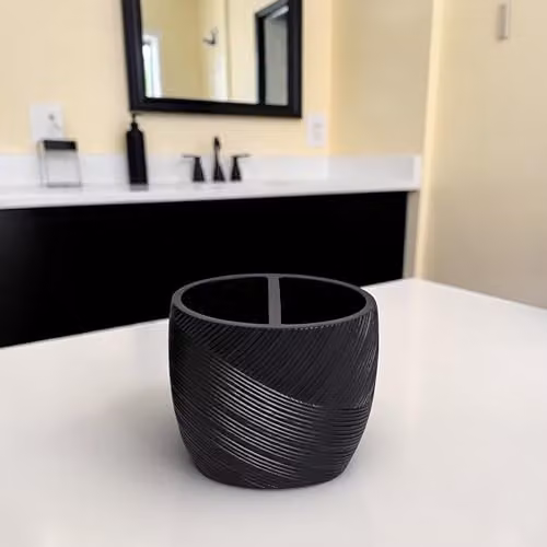 Showerdrape Ripple Textured Black Polyresin Toothbrush Holder – 4