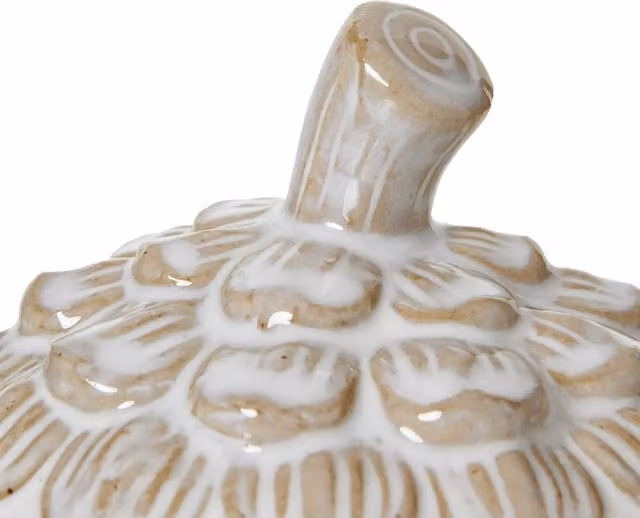 KDMK White Organic Ceramic Pine Cone Trinket Dish with Lid, Diameter: 10 cm