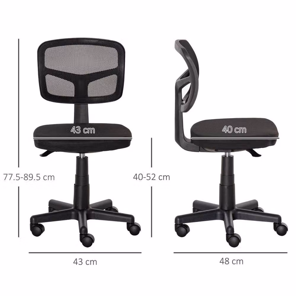 PAWNORA Ergonomic Small Swivel Office Chair in Black Fabric – 2