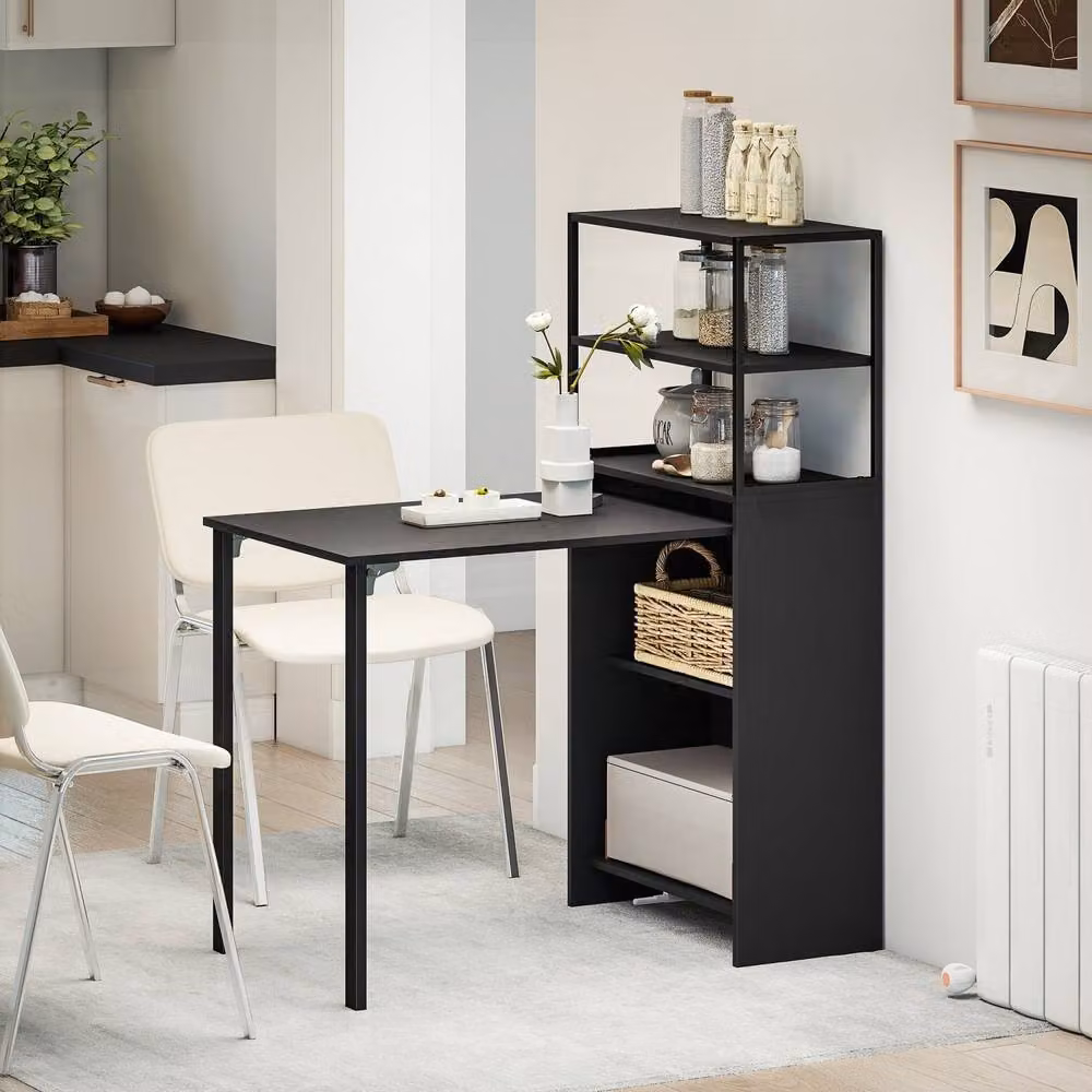 Wyld Haus Serana Black Folding Writing Desk with Integrated Shelving W: 105 cm – 9