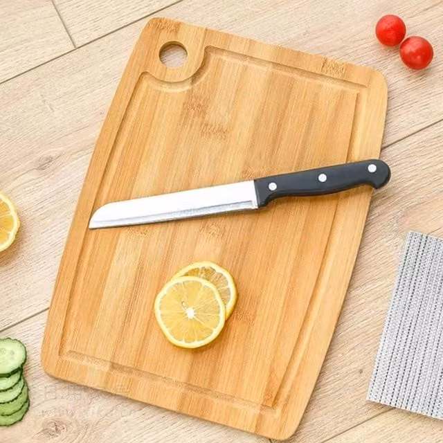 PAWNORA Extra Large Rectangular Bamboo Chopping Board in Brown