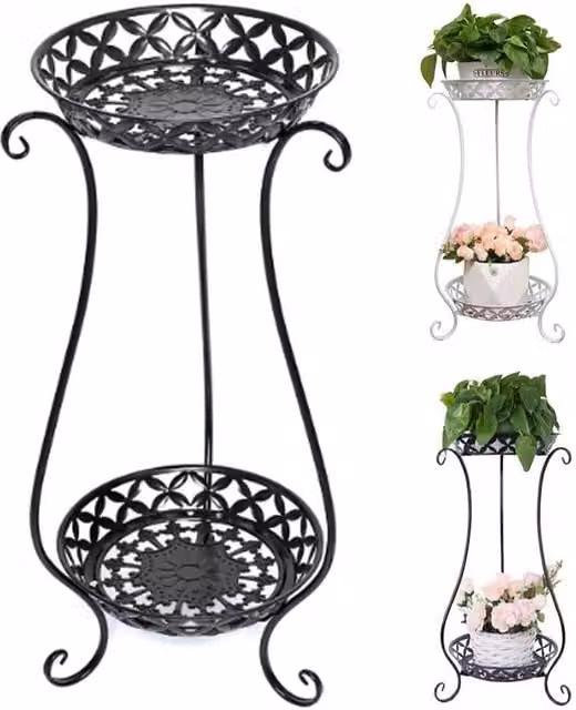 Kelvenix Black Metal Round Freestanding Planter, Height: 64 cm – 1