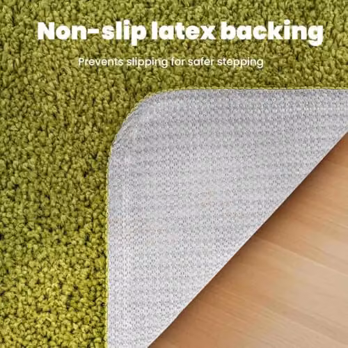 vidaXL Anti-slip Green Polyester Bath Mat, W: 60 cm, D: 90 cm – 3