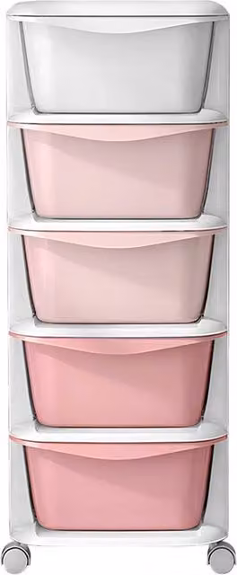 Ventryn Pink 5-Drawer Storage Cabinet with Castors