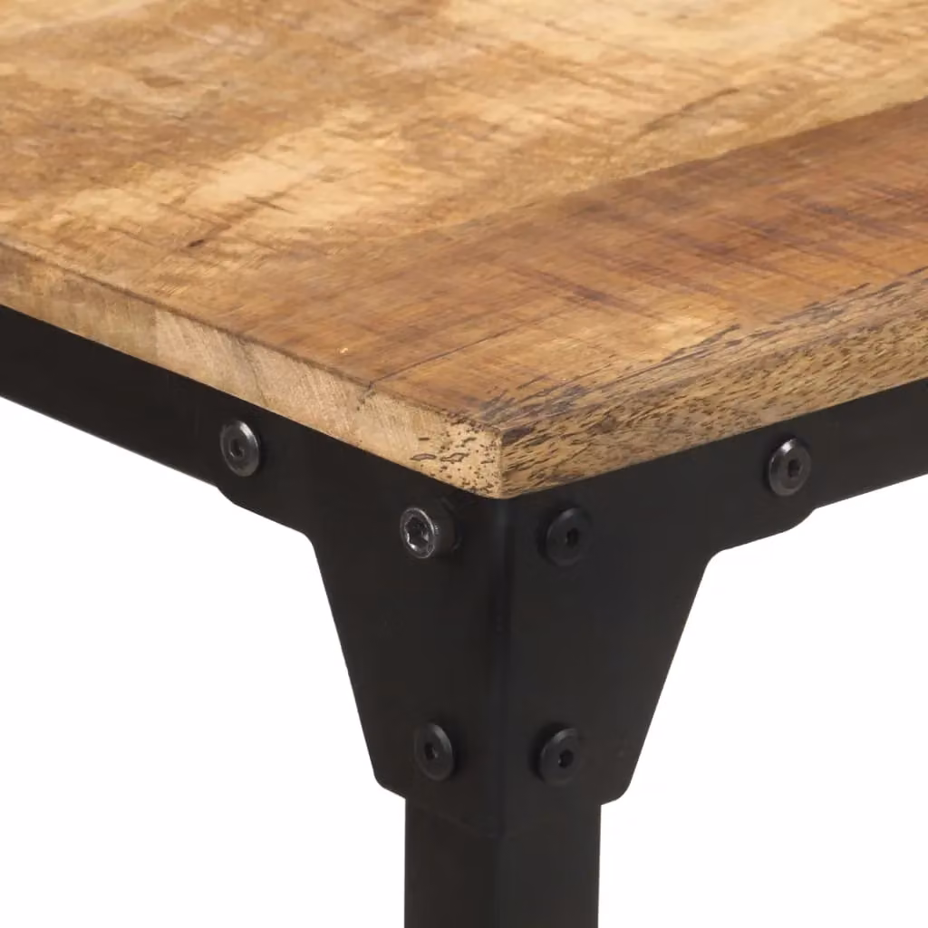 Berkfield Home Rectangular Dining Table in Brown Rough Mango Wood, W/D/H: 140 x 70 x 76 cm – 2