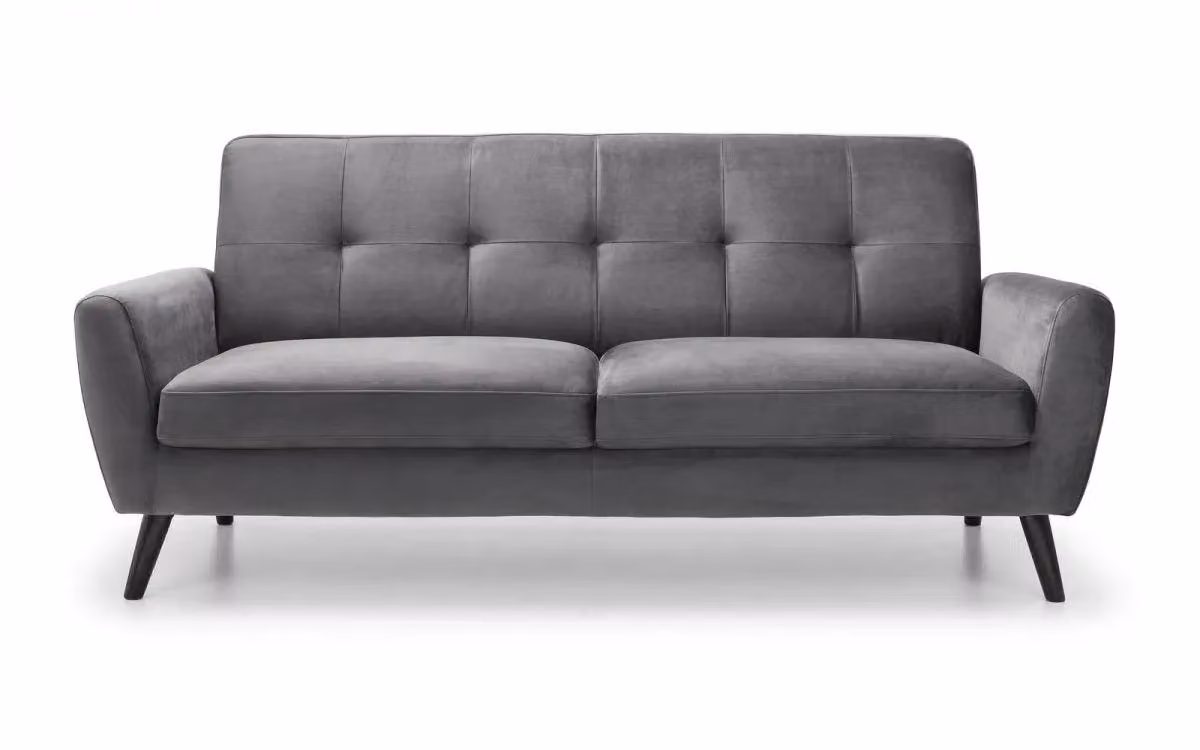 Ashfield Grey Velvet Three Seater Sofa – 2