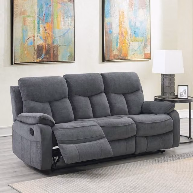 Denby 3 Seater Manual Recliner Sofa in Grey Fabric