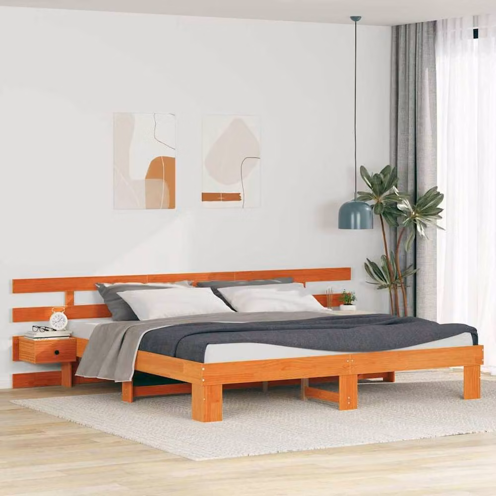 Berkfield Home Modern Solid Wood Bed with Drawer in Brown, W/D/H: 180 x 200 cm – 2