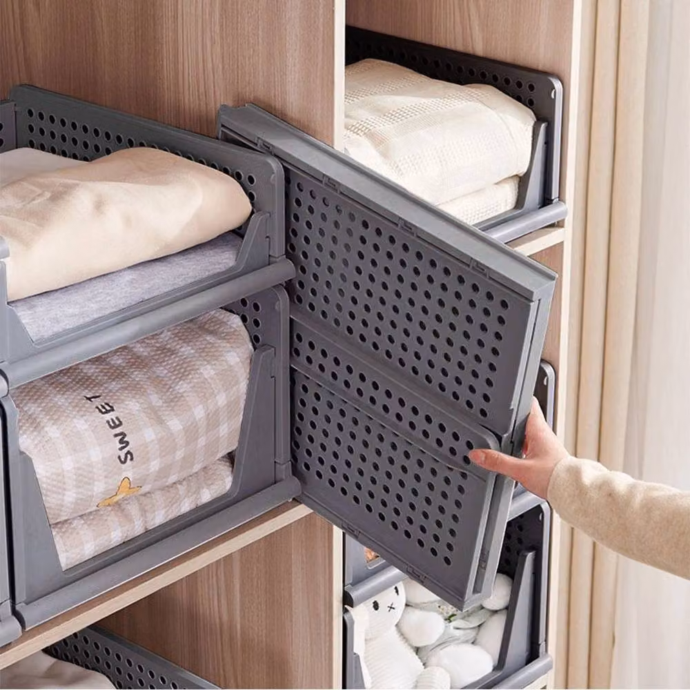 KORVIXA Grey Foldable Storage Wardrobe with Drawers, Width: 90 cm – 3