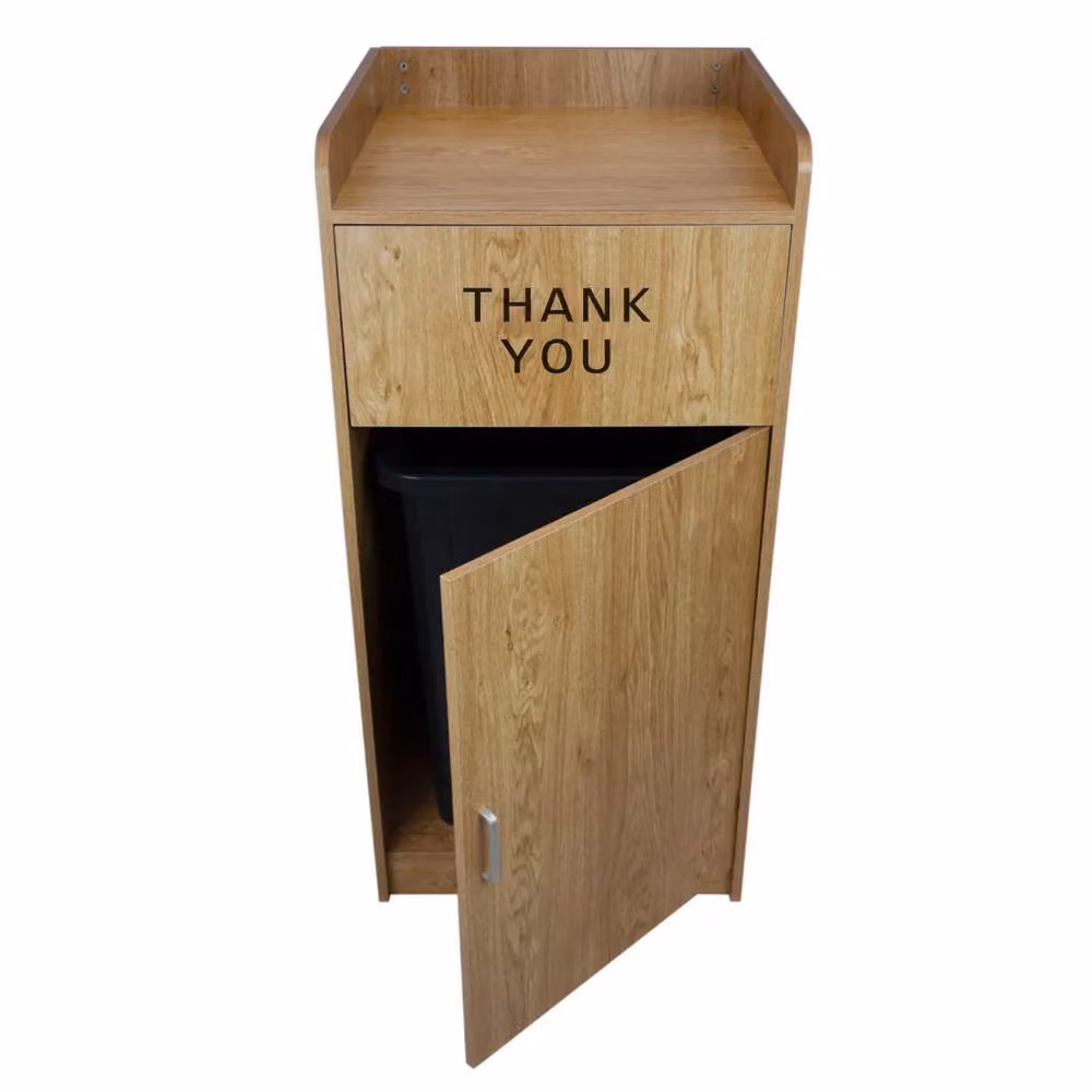 Monstershop Light Oak Wooden Litter Bin and Tray Stand in Beige – 3