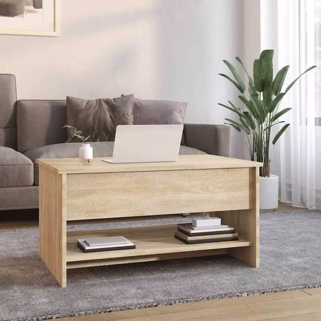 Berkfield Home Modern Rectangular Coffee Table in Sonoma Oak, Beige, W/D/H: 80 x 50 x 40 cm – 1