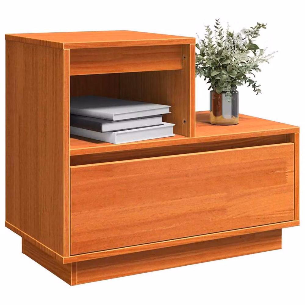 Berkfield Home Set of 2 Solid Pinewood Bedside Cabinets in Wax Brown, W/D/H: 60 x 34 x 51 cm – 2
