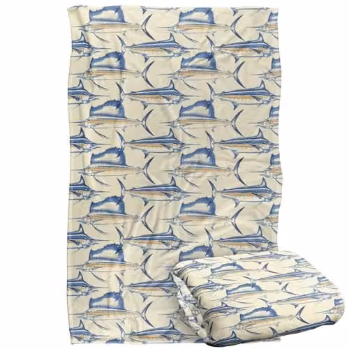 JQ Licensing Billfish Fishing Pattern 2 Silky Touch Super Soft Fleece Throw Blanket, Multicolour, W: 91 cm, D: 147 cm – 1