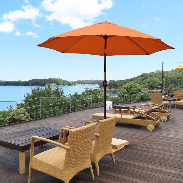 Outsunny Orange Patio Umbrella Tilt Shelter with Aluminium Frame