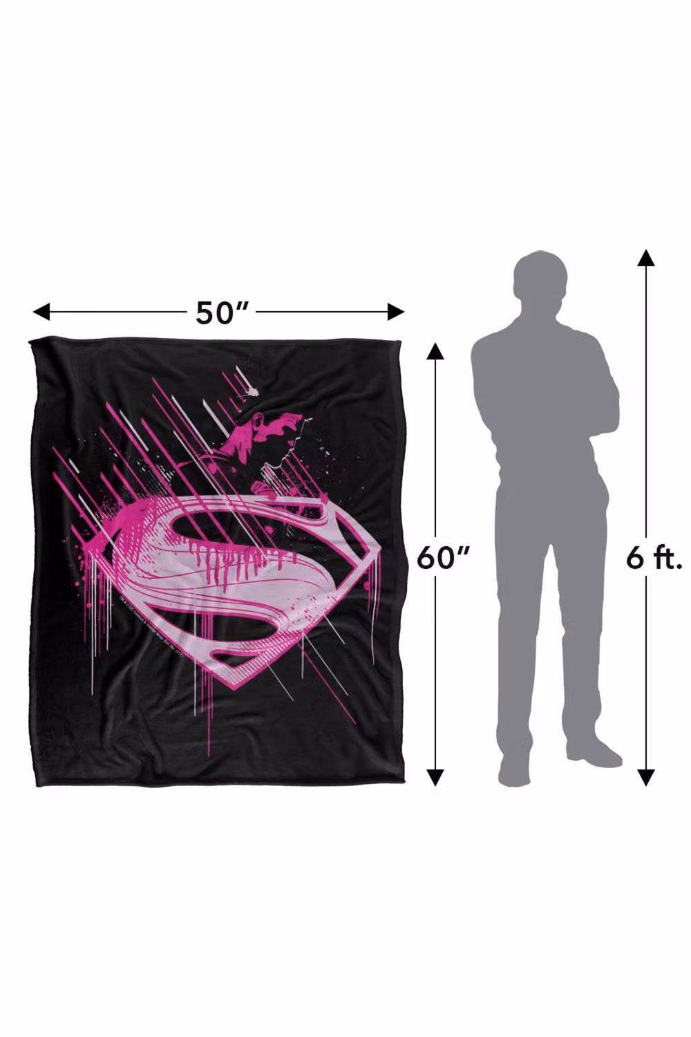 Warner Bros. Man of Steel Pink Splatter Super Soft Fleece Throw Blanket, W: 127.0 cm, H: 152.4 cm – 7