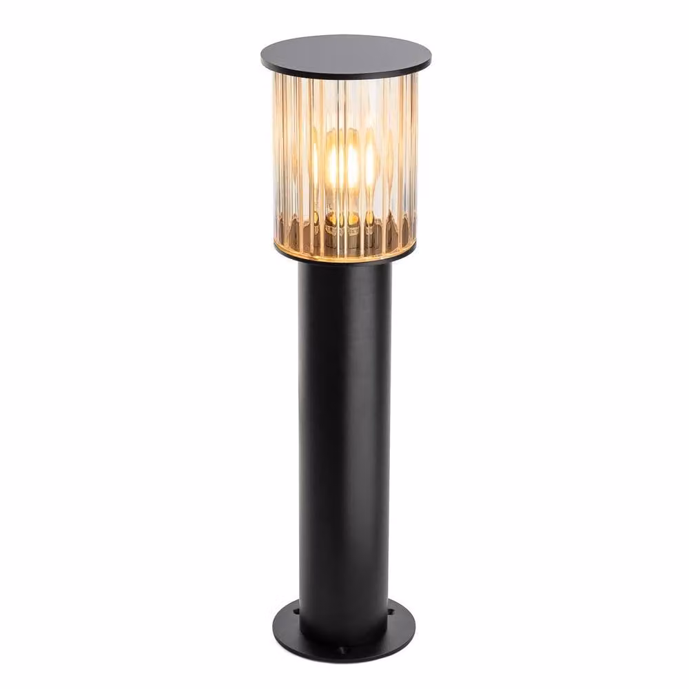 Netlighting Norfolk Outdoor Bollard, Black with Clear Glass, E27, IP44, Height: 52 cm – 3