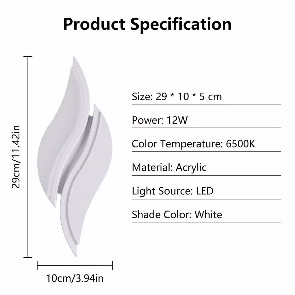 EONLION 12W Modern LED Wall Light in White with Cool White Light – 2