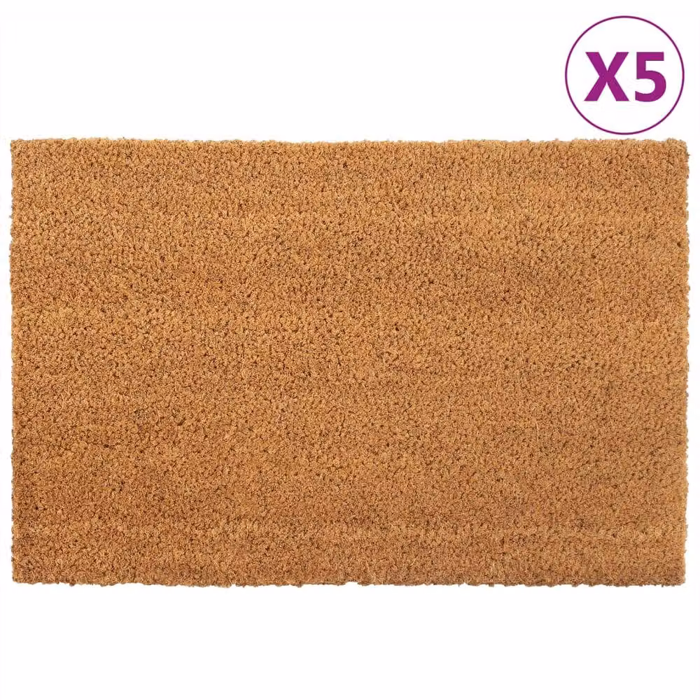 Berkfield Home Set of 5 Durable Tufted Coir and PVC Door Mats, Brown, W: 40 cm, D: 60 cm – 2