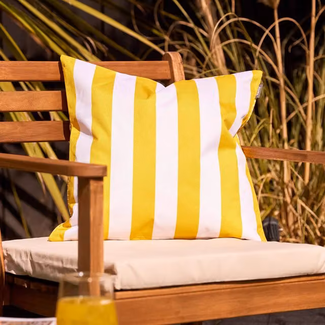 ICON Icon Deck Stripe Reversible Square Outdoor Cushion in Yellow