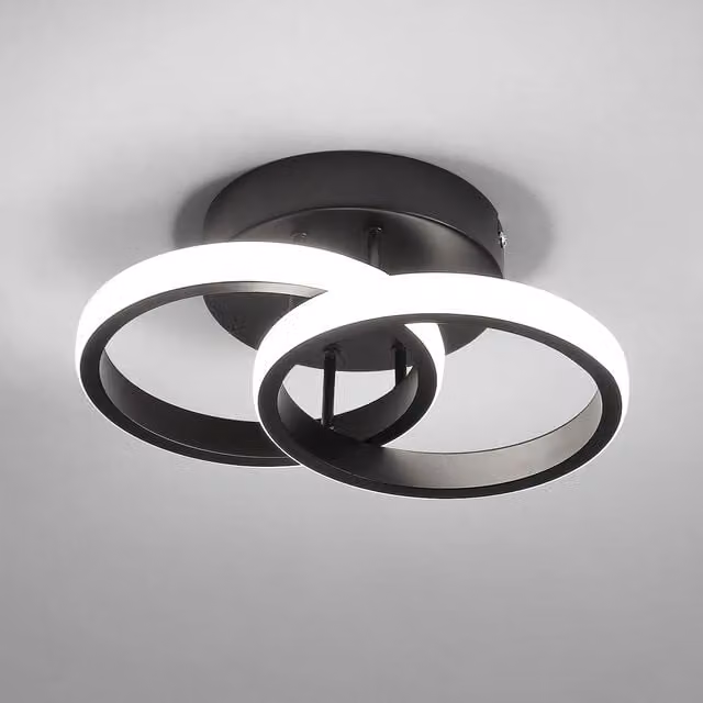 COMELY Modern LED Ring Ceiling Light in Black with 6500K Cool White Light