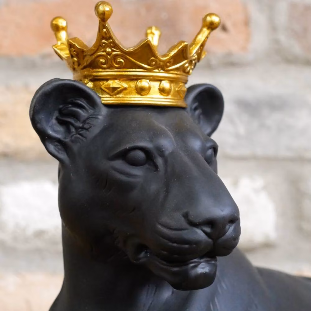 Gifts Direct 2 U Laying Black and Gold Lioness Queen Sculpture Ornament – 5
