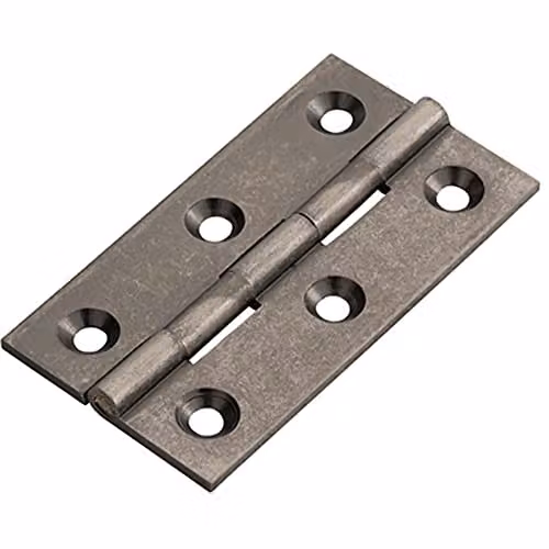 Loops Pair of Pewter Metal Screw-On Cabinet Hinges for Small Cupboard Doors, W/D/H: 64 x 35 x 2 mm