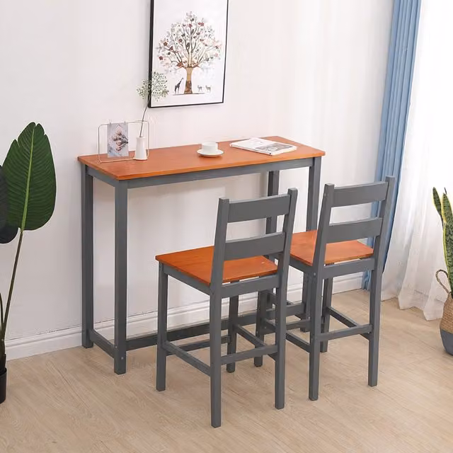 Westwood Pine Dining Table and Chairs Set in Grey and Orange