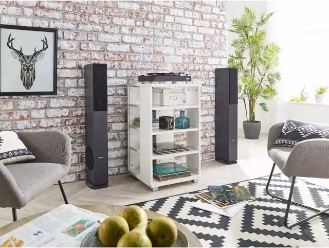 MMT Furniture Designs Modern Geometric Wood Living Room Table in Black and White, W/D/H: 87.0 x 50.0 x 50.0 cm