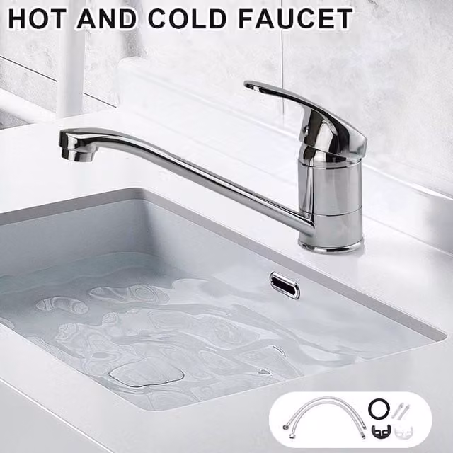 EONLION Modern Single Lever Kitchen Sink Mixer Tap with Swivel Spout in Silver Chrome