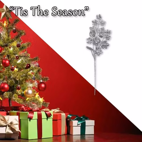 VFM e-Store Silver Glitter Christmas Long Stem Decoration, H 65 cm x W 20 cm – 5