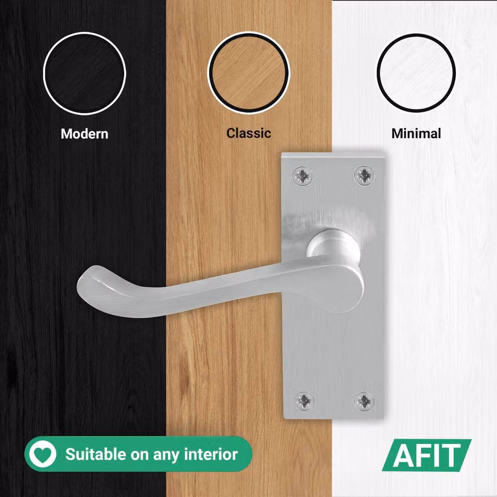 AFIT Satin Chrome Scroll Door Handle and Latch Set in Silver, 5 Pairs, W/D/H: 15 x 15 x 6.4 cm – 5