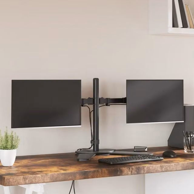 Berkfield Home Dual Monitor Stand in Black Steel with VESA 75/100 mm – 1