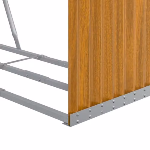 vidaXL Freestanding Log Holder in Brown Wood Look Galvanised Steel, W/D/H: 120 x 45 x 210 cm – 3
