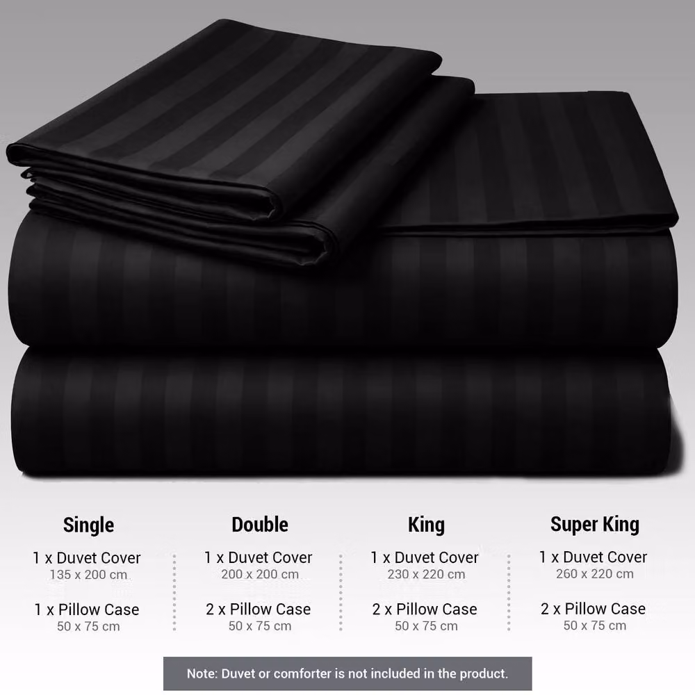 Grace 4 Pack Modern Striped Duvet Cover Set in Black, Double (140 x 200 cm) – 6
