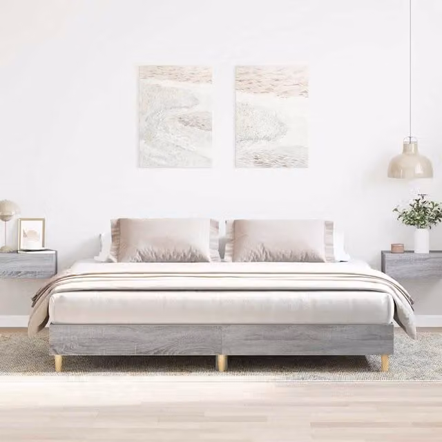 Berkfield Home Sonoma Bed Frame in Grey, Engineered Wood, 200 x 200 cm
