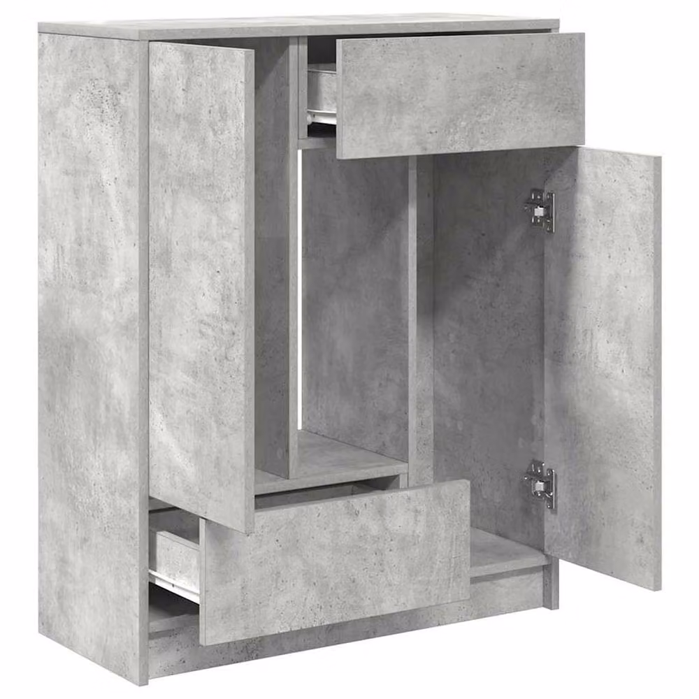 Berkfield Home Sideboard with Drawers and Doors in Concrete Grey, W/D/H: 73 x 31 x 90 cm – 2