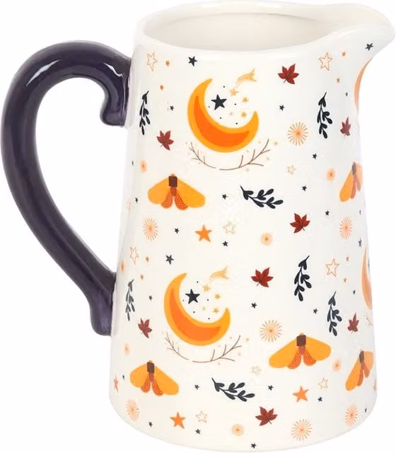 Something Different Autumn Magic Harvest Moon Ceramic Flower Jug in White, H: 18.2 cm, W: 12.2 cm, D: 17.1 cm