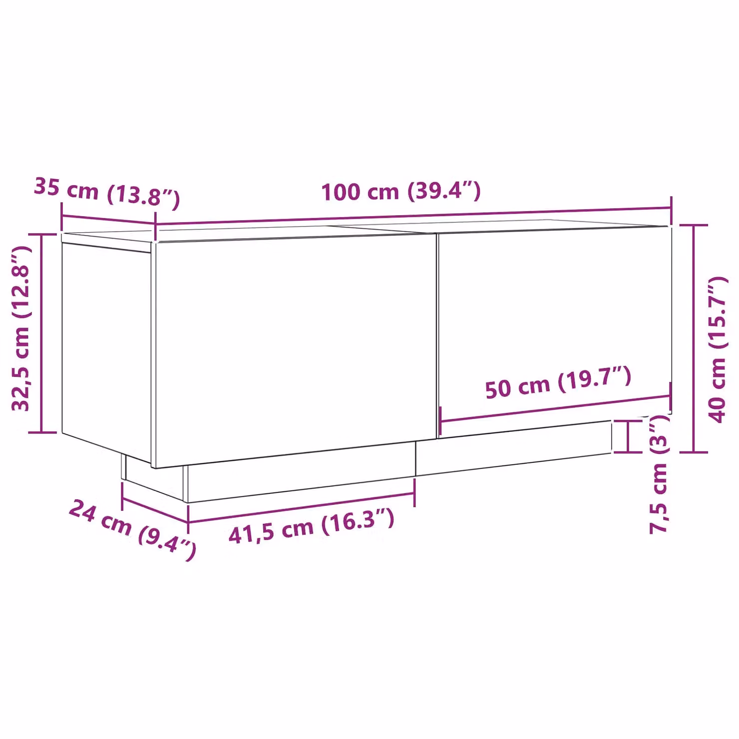 Berkfield Home Modern Black Oak TV Stand W/D/H: 100 x 35 x 40 cm – 5